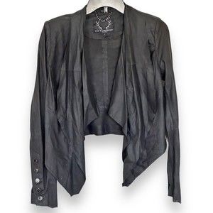Bod & Christensen Black Leather Zura Lightweight Open Jacket Size 2